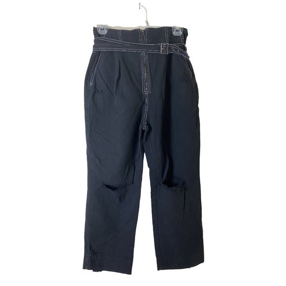 Carmar LA Black Pants with white stitching Distressed  Size 12 NWT - Picture 1 of 7
